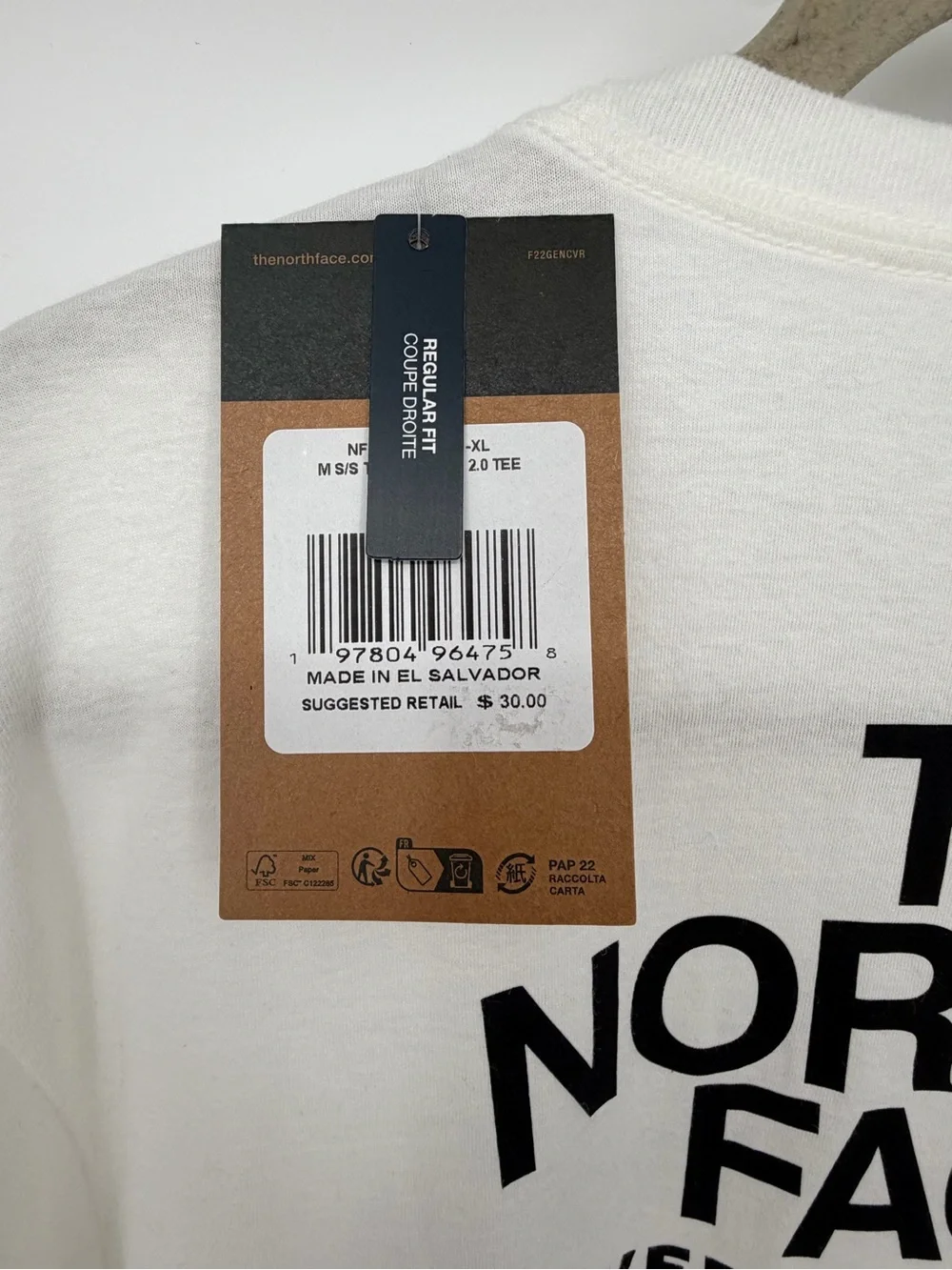 The North Face Men’s White Crew Neck Tee with Black Logo